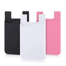 3 Pack Silicone Adhesive Card Holder for Back of Phone Stick On Wallet Pocket