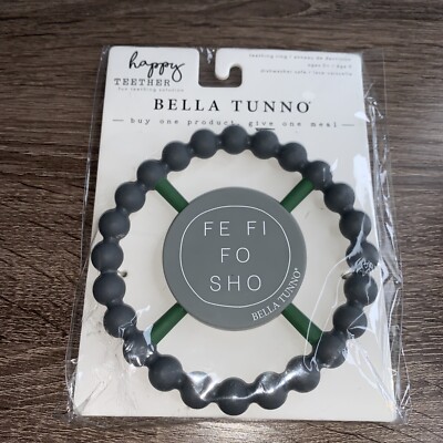 Bella Tunno Baby  FE FI FO SHO  Teether Gray NEW In Package