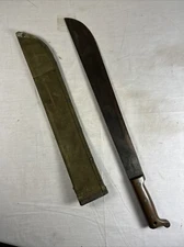 WWII U.S. TRUE TEMPER 1945 MACHETE JUNGLE KNIFE in U.S. BOYT 45 Canvas Scabbard