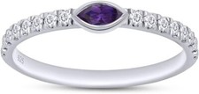 Half-Eternity Ring Marquise Simulated Birthstone  Moissanite in Sterling Silver