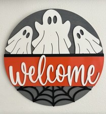 Cute Handmade Halloween Welcome Sign - Wood, Paint, Glue