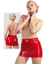 Latex Minirock S M L XL 2XL schwarz rot Mini Rock fetisch bondage "Flexyy" L22"