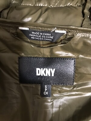 DKNY Puffer Quilted Casual Jacket Coat Olive Green Size S NWT | eBay