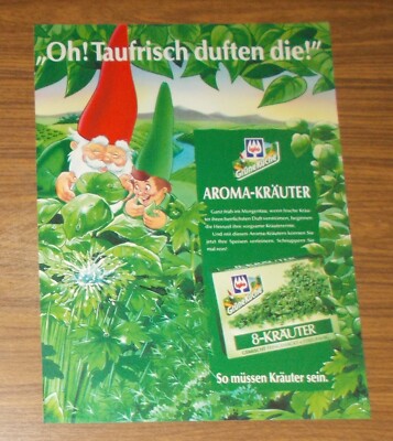 Seltene Werbung IGLO GRÜNE KÜCHE 8-KRÄUTER Aroma-Kräuter Zwerge 1993