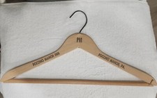 Vintage 1960s POCONO MANOR NEW YORK WOODEN COAT SUIT HANGAR WITH PANTS BAR