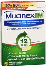 Mucinex DM 1200mg 12 Hour Maximum Strength Expectorant & Cough Suppressant
