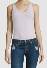  185 ATM Women's White Ribbed Sleeveless V-Neck Tank One-Piece Bodysuit Size S