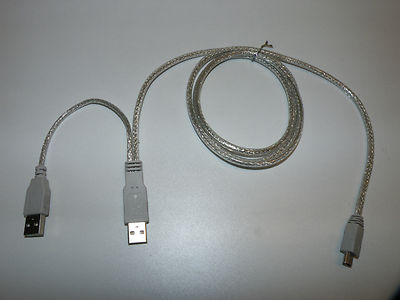 NEU! USB 2.0 Y-Kabel   2x USB-A auf Mini USB-B | 1,20 m | Daten + Strom