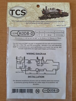 N Scale Train Control Systems K0D8-D 8 FUNCTION DECODER Item #1339