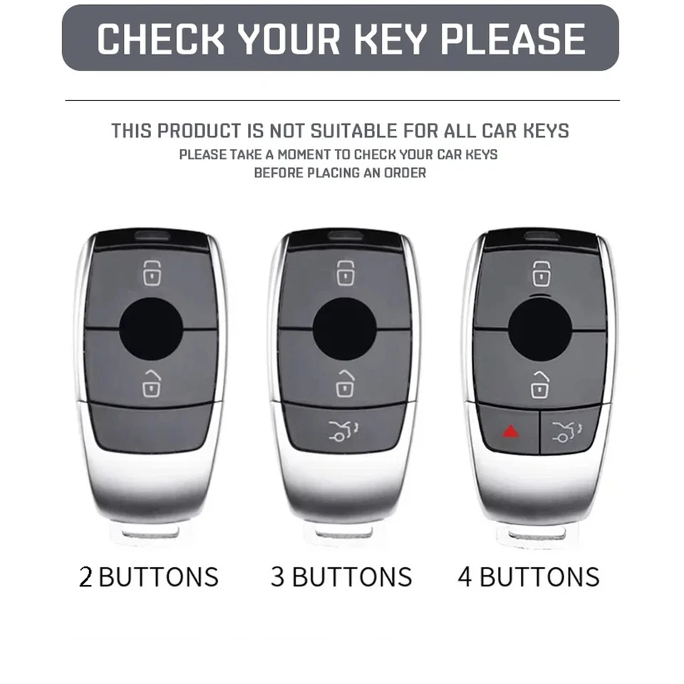 Funda protectora para llavero remoto de cuero de aleación de zinc para Mercedes-Benz 2019-21 Foto 2 de 4