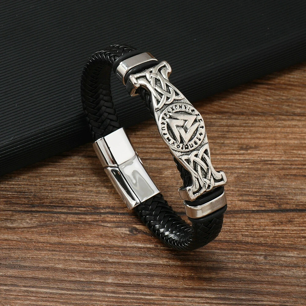 Dreamtimes Roestvrij stalen triskele symbool, Scandinavisch, Viking, Ierse Keltische knoop, armband, vintage, amulet, sieraden, cadeau voor vrouwen, mannen, tieners, M, Roestvrij staal, Onbekend
