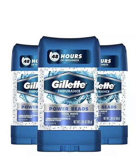 Gillette 3x Clear GEL Antiperspirant Deodorant Cool Wave Power Beads 3