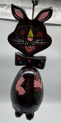 RARE Thrifco Japan Cat Chime Bell Vintage Articulated On Leather Cord.