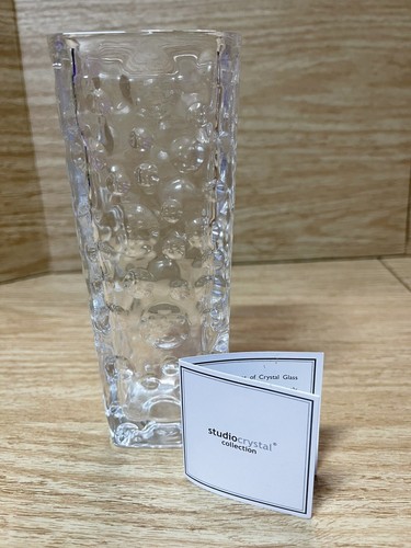 Studio Crystal collection bud vase indented circles clear square floral - Picture 3 of 8