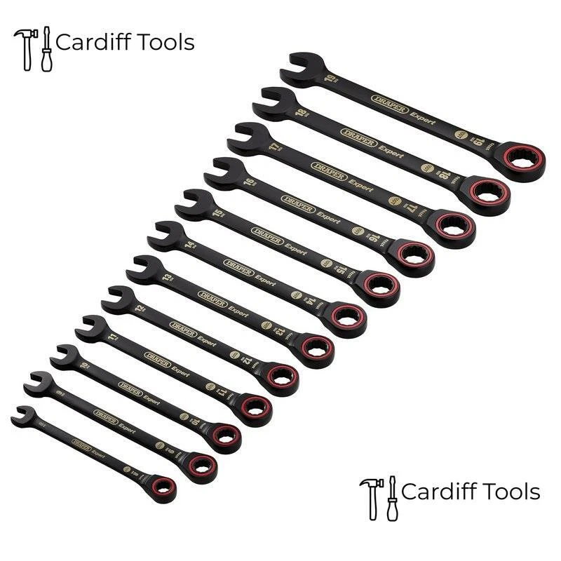 Draper Expert Black Ratcheting Combination Spanner Hi-TORQ 8-19mm Select Size