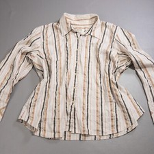 Vintage Talbots Shirt Blouse Womens 24W Button Down Metallic Stripe Made in USA