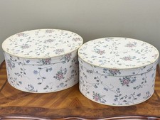 Vintage 2 Piece Nesting Hat Boxes Set   Floral Print Decorative Storage