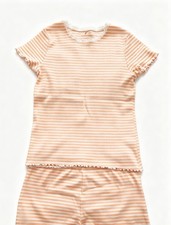 George Girls Orange & White Striped Ribbed 2pc Pyjama Shorts Set 10-11 Years