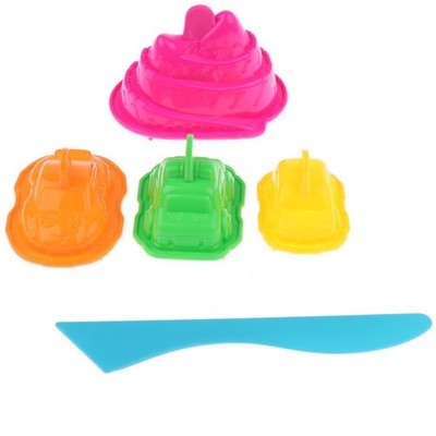 Set Mit 5 Kunststoff-Sandformen Für Gebäude, Strand, Sandburg, Sandkasten,
