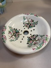 Vintage Chinese Export Floral Crest Porcelain 8” Mazarine Strainer