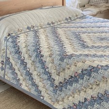 Blue and Floral Patchwork King Quilt Blanket