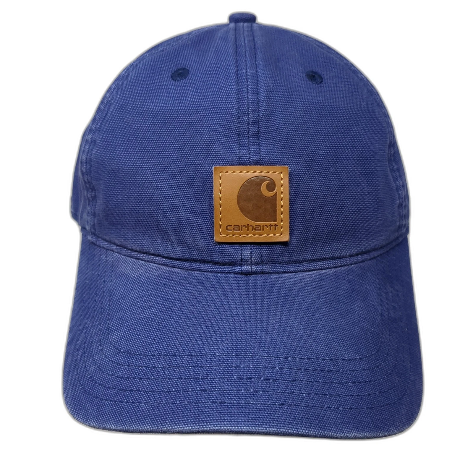 Carhartt Leather Patch Strapback Baseball Cap Blue One Size Adjustable