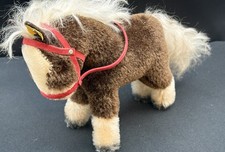 Vintage Steiff Ferdy the Horse brown fur, red harness