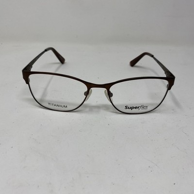 SUPERFLEX Eyewear SF-1096T C1 51-17-130 Brown Titanium Flex Hinge Eyeglass !F17