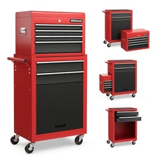 2 in 1 Rolling Cabinet Storage Chest Box Garage Toolbox Organizer