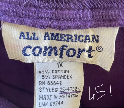 All American Comfort Women’s 1X Purple Lounge Pants - Picture 4 of 5