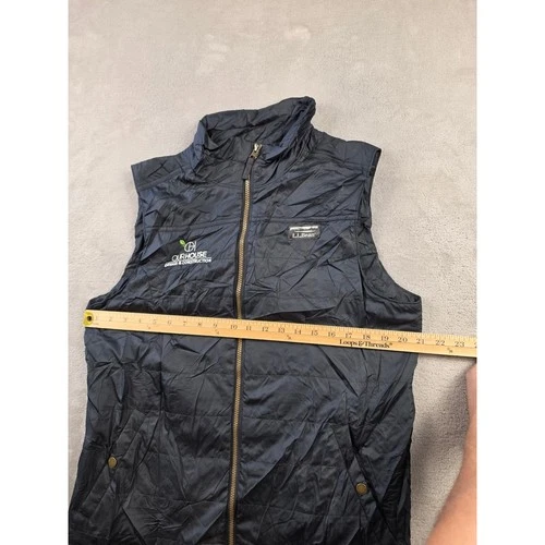 LL Bean Mountain Classic Puffer Vest Mens M Black Our House Construction Logo image 4