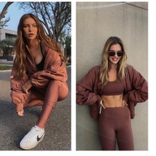 ALO YOGA It Girl Bomber Jacket In Chestnut Size Small