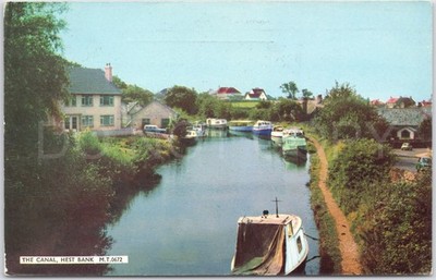 Hest Bank Lancashire Boote Vintage Postkarte Kanal England Lancaster