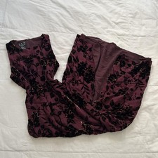 Vintage I.N.C. Plum Burnout Velvet Floral Silk Blend Midi Dress Size 2