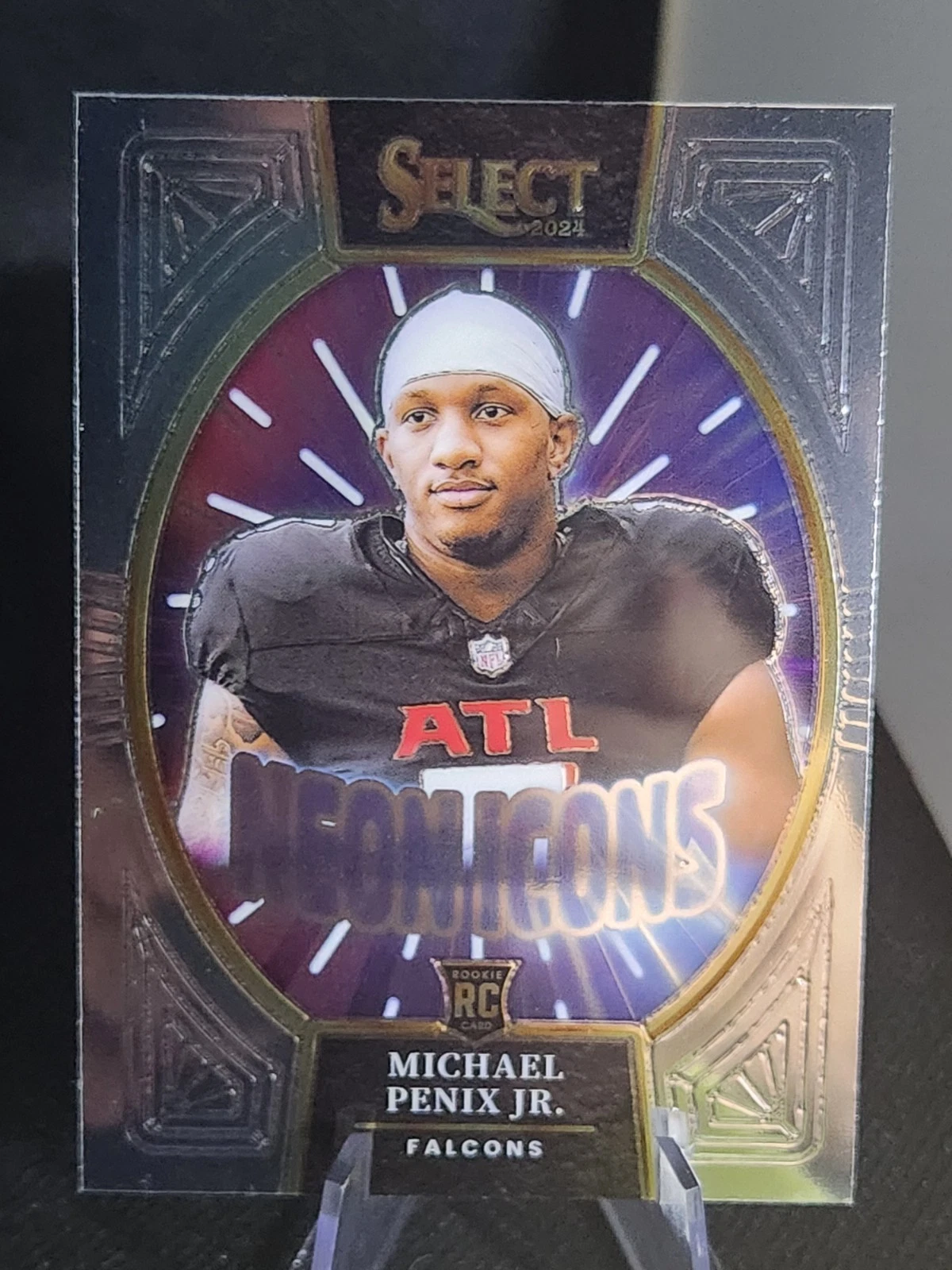 Michael Penix Panini Select Neon Icons #10 Green & Black Snakeskin