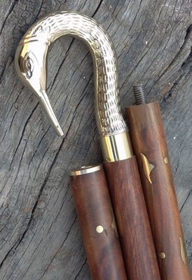 36'' Antique Brass Crook Head Handle Wooden Walking Stick Cane Handmade Gift