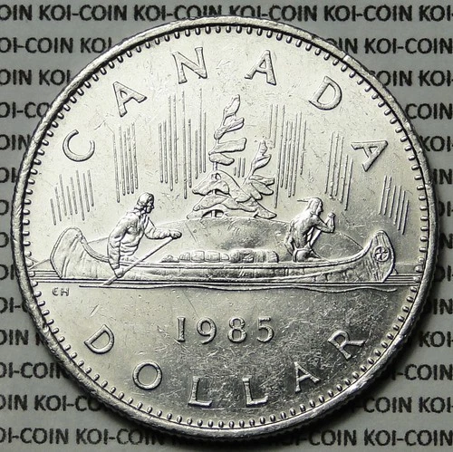 Canada 1985 large dollar $1 Voyageur nickel circulated