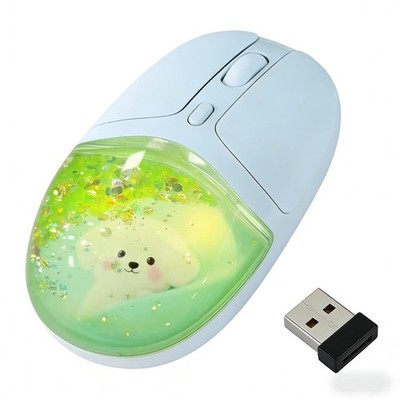 Aqua Mouse, Clear Water Glitter Animal Design Wireless Bluetooth Mouse, Green...