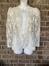VTG 80s 90s Cachet by Bari Protas Ivory Lace Formal Party Jacket Sz 9/10