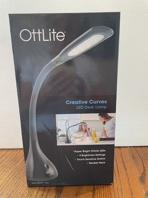 OttLite Creative Curves LED Desk Lamp Adjustable Neck, Gray