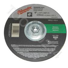 Milwaukee 49-94-9735 Grinding Wheel TP29 9 x 1/4 x 5/8-11 F/ Masonry Stone Conc