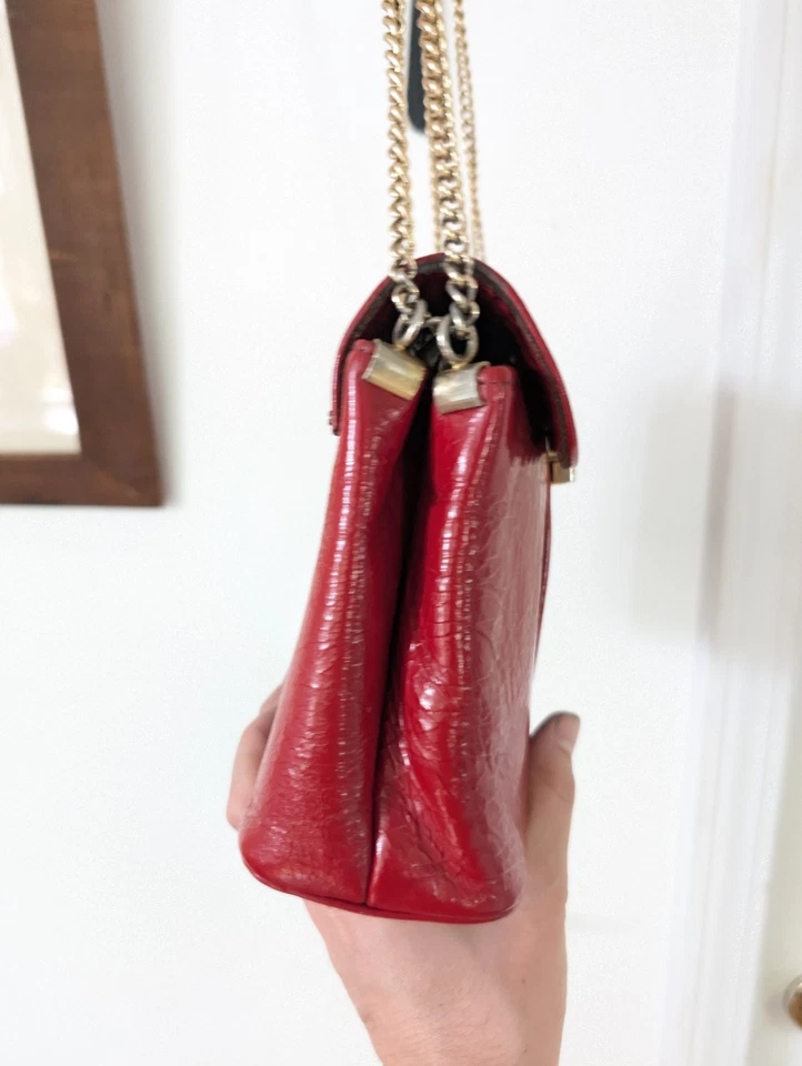 FIERY! Bolso de hombro de cuero rojo Diablo años 60 ETNA vintage EE. UU. DORADO Foto 4 de 4