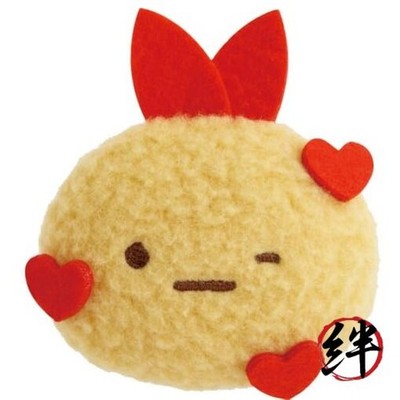 AB38707 Sumikko Gurashi Emojis Plush Toy Badge - Fried Shrimp Tail