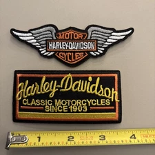 2 Pc - Harley-Davidson (Iron on patch) Racing / Motorcycle