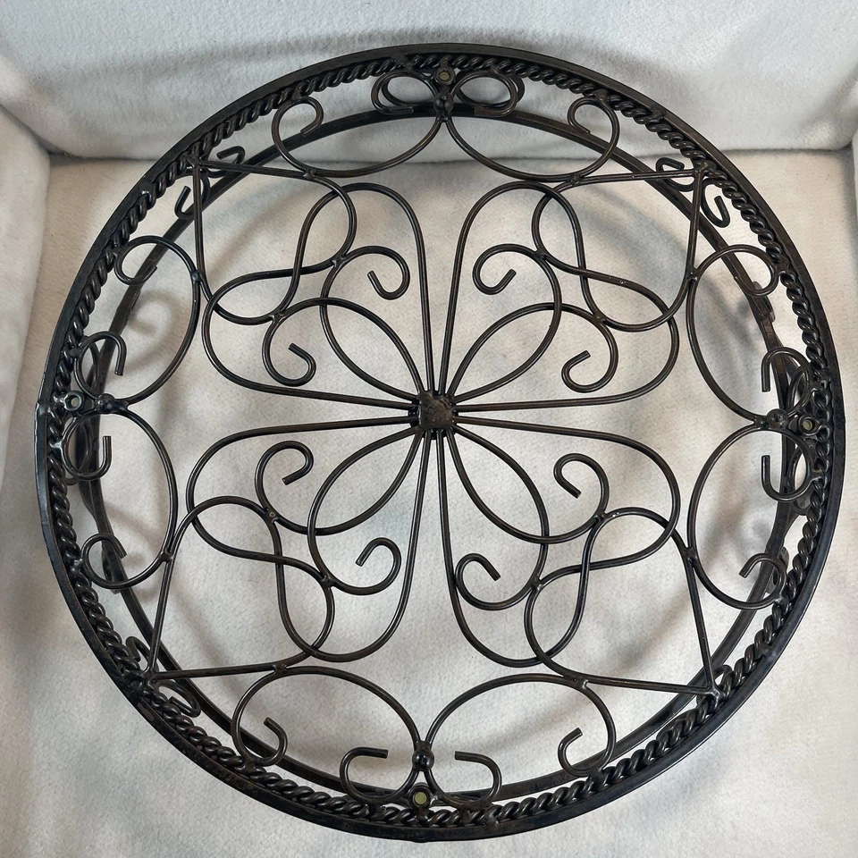 Southern Living & Home Jamestown Round Wrought Iron Tray Footed W/ Handles 14” - Image 4 of 4
