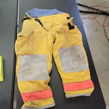 Globe 38x30 Firefighter Bunker Turnout Pants Yellow with Orange Stripes 