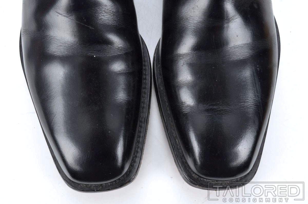 HELMUT LANG Solid Black Leather Mens Shoes Chelsea Boots - EU 8
