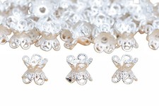 5 Pcs Sterling Silver Spacer Beads Floral 7x6MM Solid Silver For Jewelry making