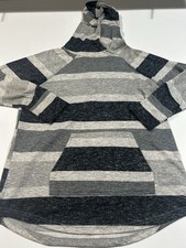 Lularoe Large Striped Gray and Black Amber Hoodie