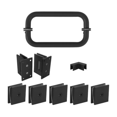 Bathroom Glass Door Accessories W/ Hinges Handles Glass Clamps L-shaped Corner - Picture 4 of 17